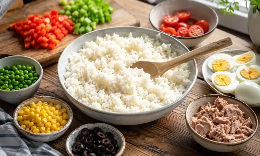 Ensalada de arroz preparación